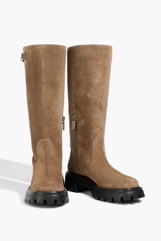 STUART WEITZMAN EMERSON BUCKLE-DETAILED SUEDE KNEE BOOTS - Size 8