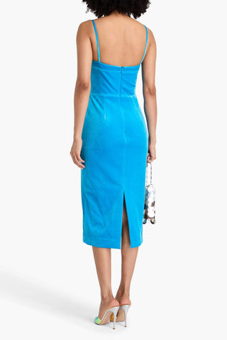 REBECCA VALLANCE BERNADETTE STRETCH-VELVET MIDI DRESS - Size 16