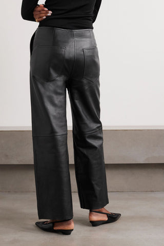 TOTEME PANELED LEATHER WIDE-LEG PANTS - Size 34