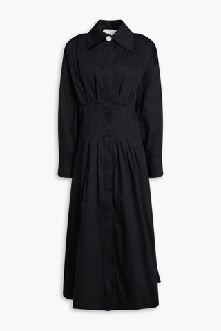RÓHE PLEATED COTTON-POPLIN MIDI SHIRT DRESS - Size 40
