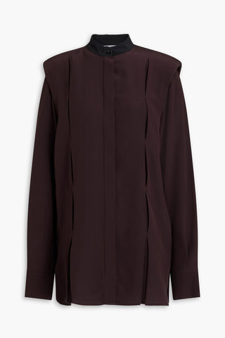 VICTORIA BECKHAM PLEATED SILK CREPE DE CHINE BLOUSE - Size 10