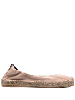Brunello Cucinelli Leather Elasticated Espadrille Flats in Dune