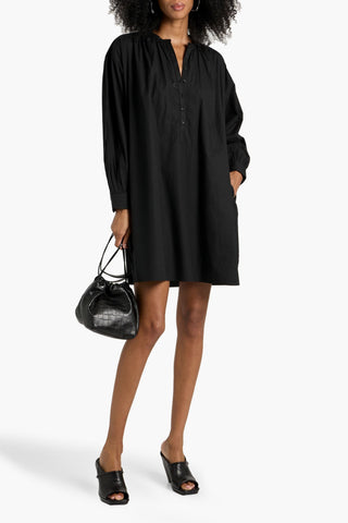 NILI LOTAN NAJAM GATHERED COTTON-POPLIN MINI DRESS - Size M