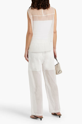 BRUNELLO CUCINELLI BEAD-EMBELLISHED SILK-ORGANZA TOP - Size XS
