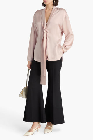 VICTORIA BECKHAM TIE-NECK SATIN BLOUSE - Size 6
