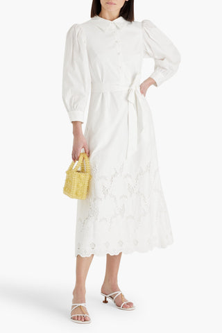 MIKAEL AGHAL COTTON-BLEND GUIPURE LACE MIDI SHIRT DRESS - Size 16