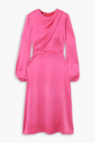 STELLA MCCARTNEY DRAPED DUCHESSE-SATIN MIDI DRESS - Size 40
