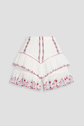 ISABEL MARANT JOCADIA TIERED EMBROIDERED COTTON-GAUZE SHORTS - Size 34