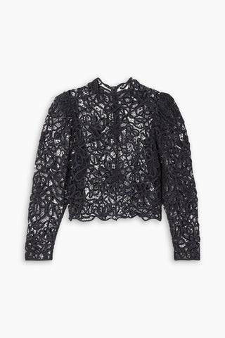 ISABEL MARANT NELINE COTTON GUIPURE LACE TOP - Size 34