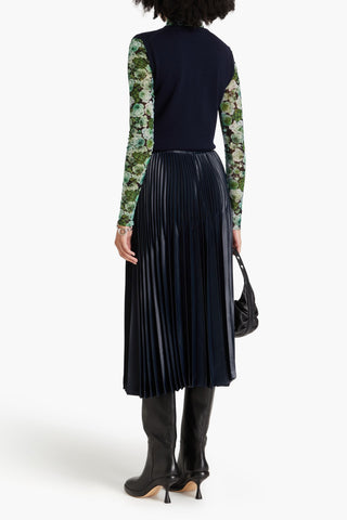 3.1 PHILLIP LIM CHINTZ PLEATED SATIN MIDI SKIRT - Size 8