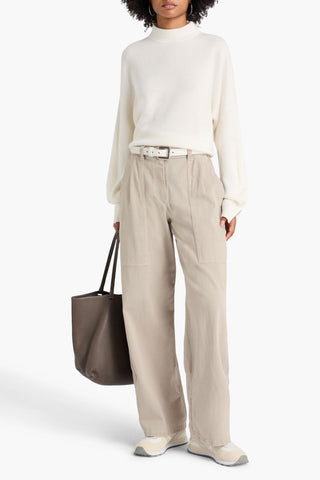BRUNELLO CUCINELLI BEAD-EMBELLISHED HIGH-RISE WIDE-LEG JEANS - Size 46