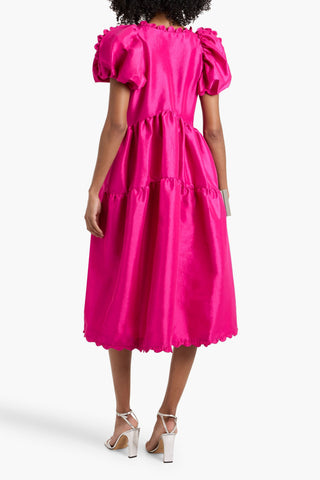 KIKA VARGAS LEANA TIERED SILK-BLEND TAFFETA MIDI DRESS - Size M
