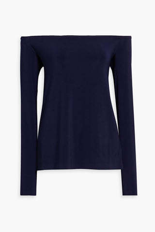 NORMA KAMALI OFF-THE-SHOULDER STRETCH-JERSEY TOP - Size 40