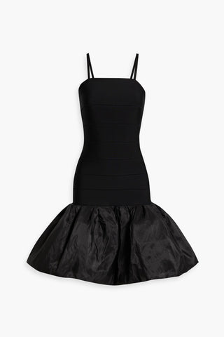 CAROLINA HERRERA GATHERED FAILLE-PANELED STRETCH-KNIT MINI DRESS - Size XS