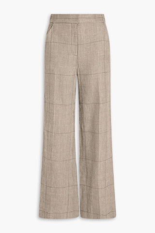 VERONICA BEARD TONELLI PRINCE OF WALES CHECKED LINEN AND COTTON-BLEND WIDE-LEG PANTS - Size 6