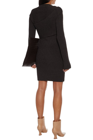 BOTTEGA VENETA RIBBED SILK-BLEND MINI DRESS - Size 44