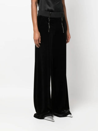 Tom Ford Velvet Zip-Detail Wide-Leg Trousers