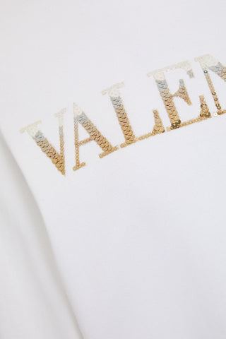 VALENTINO GARAVANI SEQUIN-EMBELLISHED FRENCH COTTON-BLEND TERRY HOODIE - Size XS