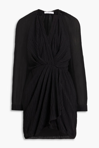 IRO ALVINA WRAP-EFFECT PLISS-TULLE MINI DRESS - Size 36