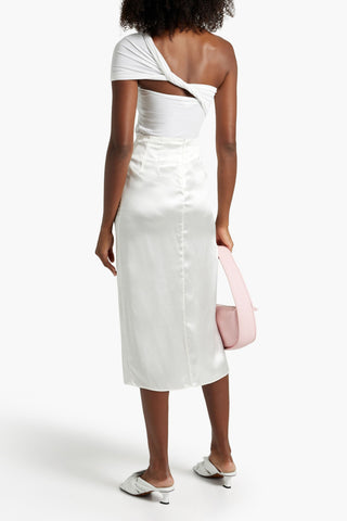 THE LINE BY K KYO ONE-SHOULDER RUCHED STRETCH-MICRO MODAL JERSEY TOP - Size XL