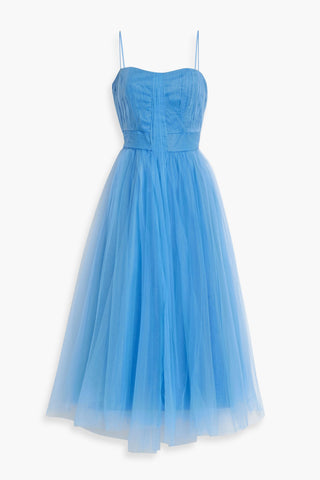 ZAC POSEN GATHERED TULLE MIDI DRESS - Size 6