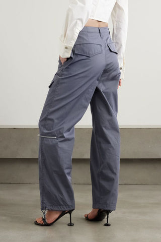 DION LEE LACE-UP  COTTON-BLEND TWILL WIDE-LEG PANTS - Size 6