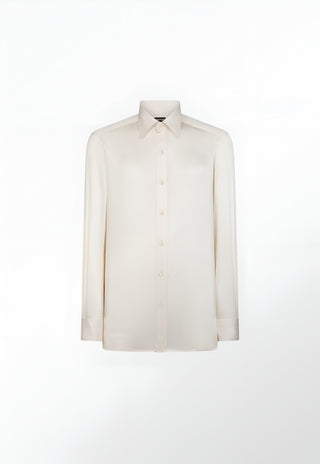 Tom Ford Charmeuse Light Beige Silk & Cupro Button Down Dress Shirt