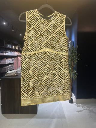 Tom Ford Laser-Cut Metallic Mesh Sleeveless Top
