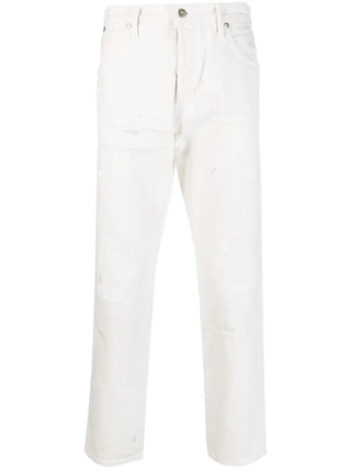 Tom Ford Cotton White Straight-Leg Jeans with Distressed Details