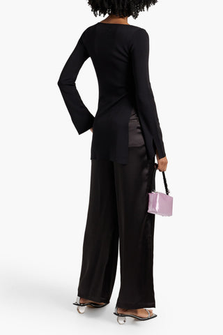 SIMON MILLER BLOO PLEATED SATIN WIDE-LEG PANTS - Size 7