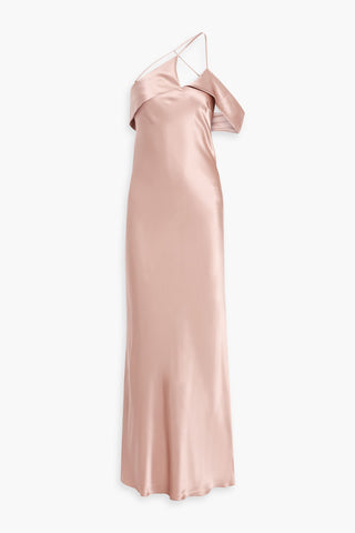 MICHELLE MASON ONE-SHOULDER SILK-SATIN GOWN - Size 2