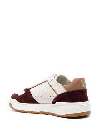 Brunello Cucinelli Leather and Suede Contrast Panel Low-Top Sneakers