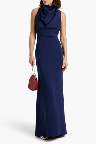 BADGLEY MISCHKA DRAPED CREPE GOWN - Size 8