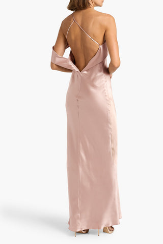 MICHELLE MASON ONE-SHOULDER SILK-SATIN GOWN - Size 2