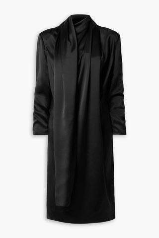 KHAITE SHAZ DRAPED SILK-SATIN DRESS - Size 6