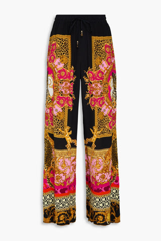 CAMILLA PRINTED SILK CREPE DE CHINE WIDE-LEG PANTS - Size S