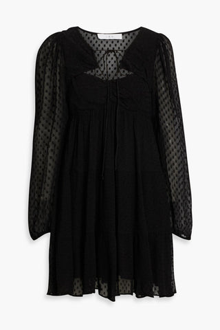 IRO DIXON RUCHED FLOCKED GEORGETTE MINI DRESS - Size 38