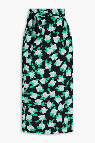 DIANE VON FURSTENBERG ELMA FLORAL-PRINT CADY MIDI WRAP SKIRT - Size 10