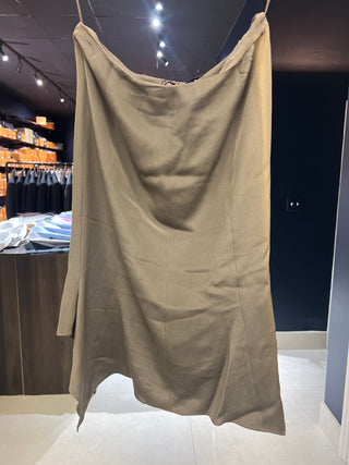 Tom Ford Woven Tailored High-Waist Midi Skirt Olive Green