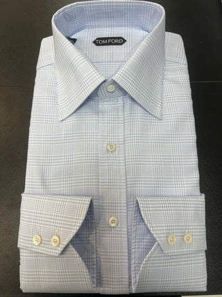 Tom Ford Cotton Light Blue Checkered Dress Shirt
