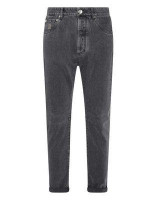 Brunello Cucinelli Washed Denim Regular Fit Jeans Medium Grey