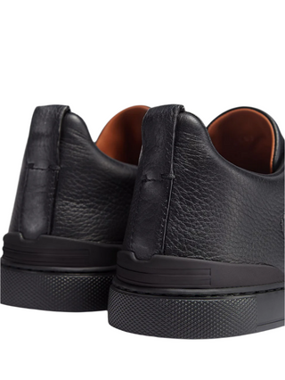 Zegna Pebbled Leather Low-Top Slip-On Sneakers