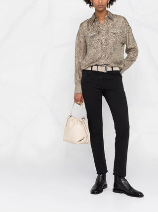 Brunello Cucinelli Silk Paisley Pattern Button-Down Shirt with Bead Embellishment