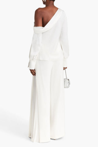 SIMKHAI ALICE ONE-SHOULDER SATIN-CREPE TOP - Size M