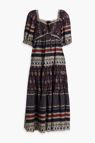SEA TASHA TIERED PRINTED COTTON-VOILE MIDI DRESS - Size XS