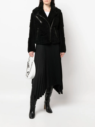 Tom Ford Curly Shearling Asymmetrical Zip Biker Jacket