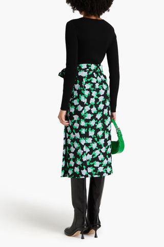 DIANE VON FURSTENBERG ELMA FLORAL-PRINT CADY MIDI WRAP SKIRT - Size 10
