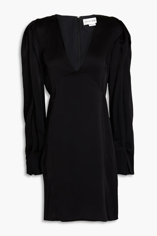 VICTORIA BECKHAM PLEATED SATIN-CREPE MINI DRESS - Size 10