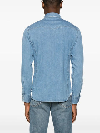 Tom Ford Twill Denim Western Shirt in Denim Blue