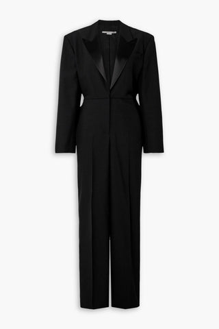 STELLA MCCARTNEY SATIN-TRIMMED WOOL JUMPSUIT - Size 34